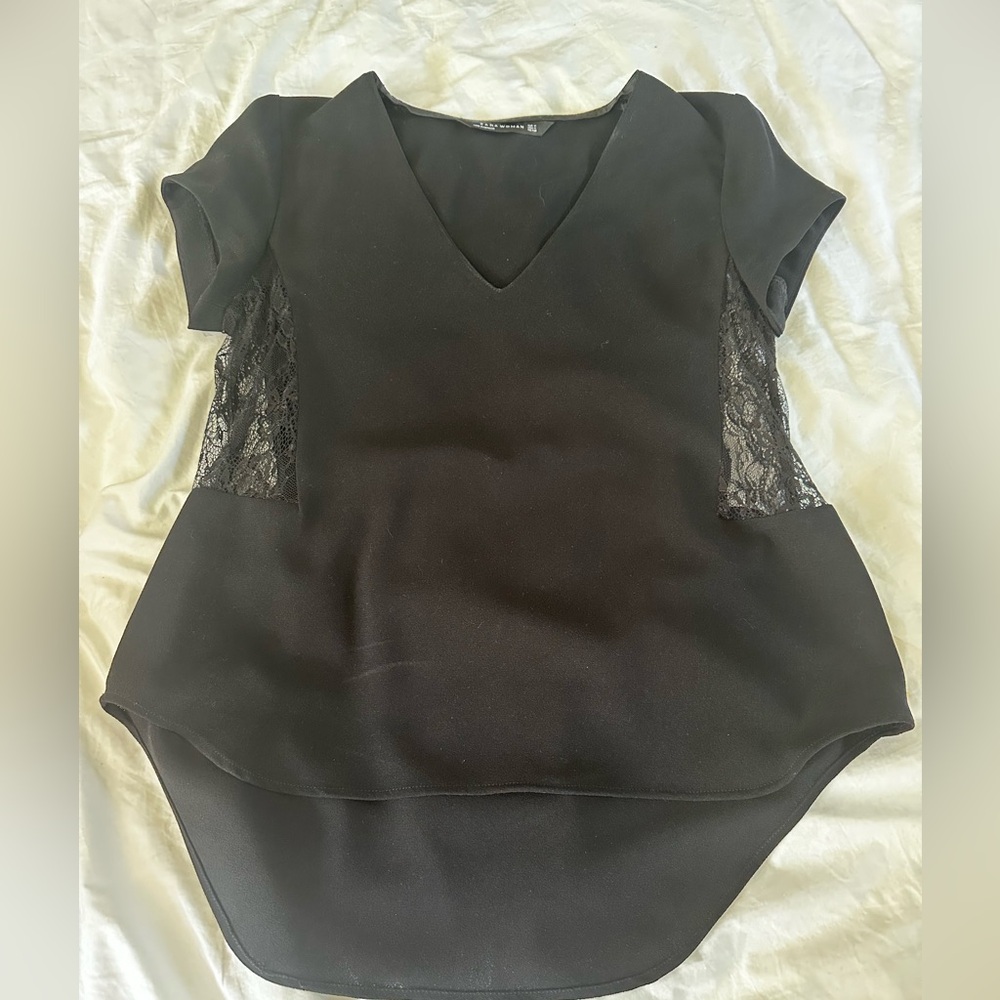 Zara black short sleeve blouse